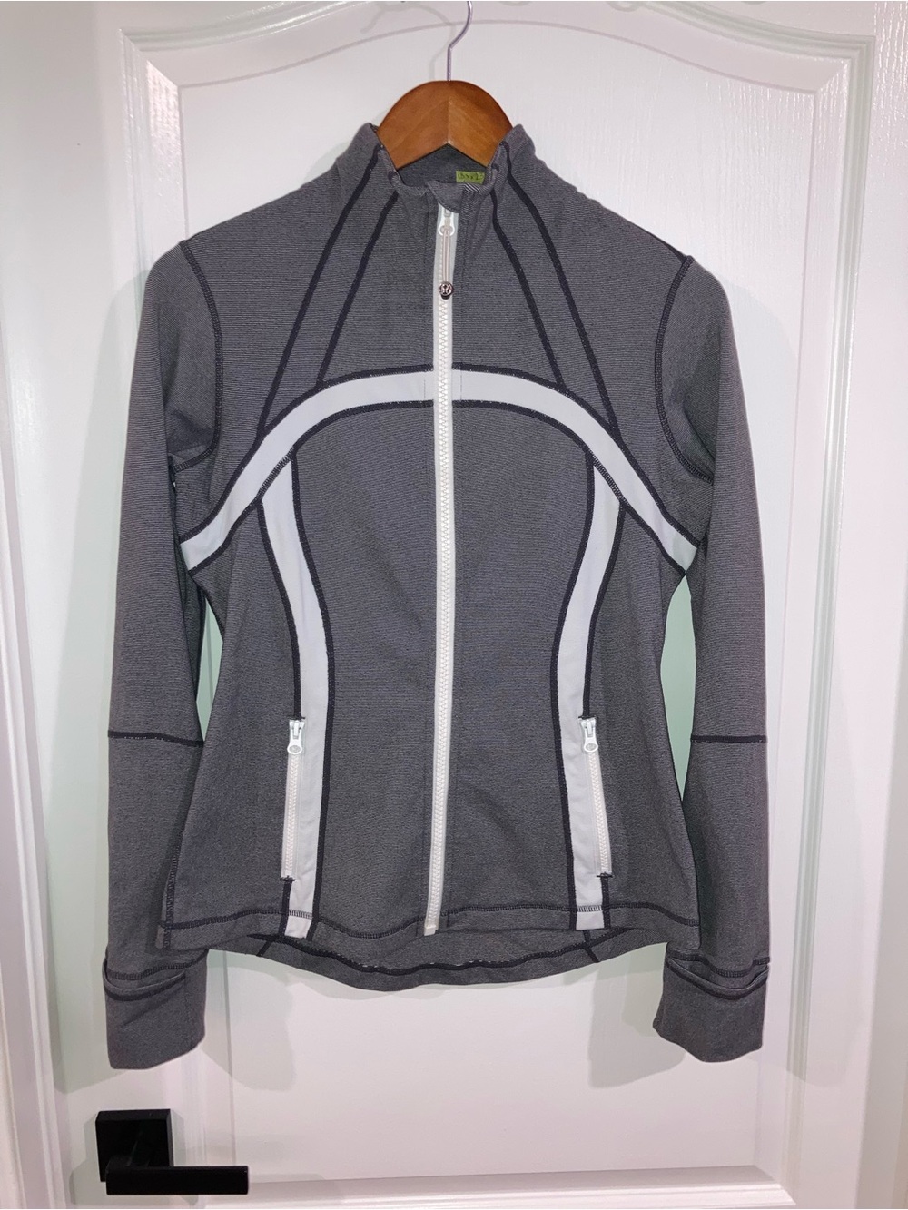 Lululemon Grey & White Zip Up Activewear Jacket - size 10